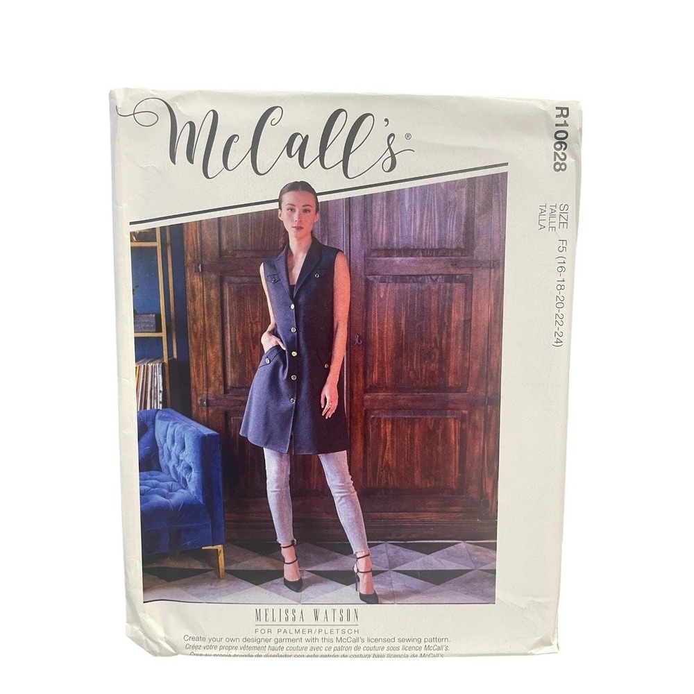 McCall's R10628 Misses' Vest Sleeveless Coat Tunic Size F5 (16-24) Modern